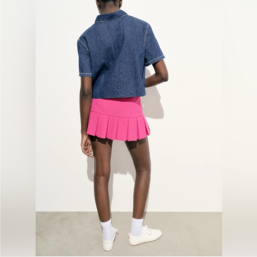 Zara Fuchsia Pleated Skater Skirt - Picture 13 of 14